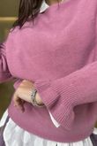 Conrad Batwing Ruffle Cuff Knit Indian Pink